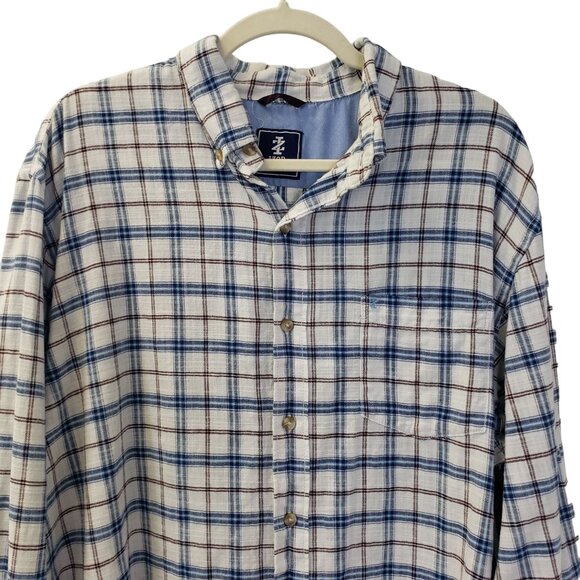 IZOD Linen Blend Plaid Button Down Shirt Size XL - Picture 4 of 5